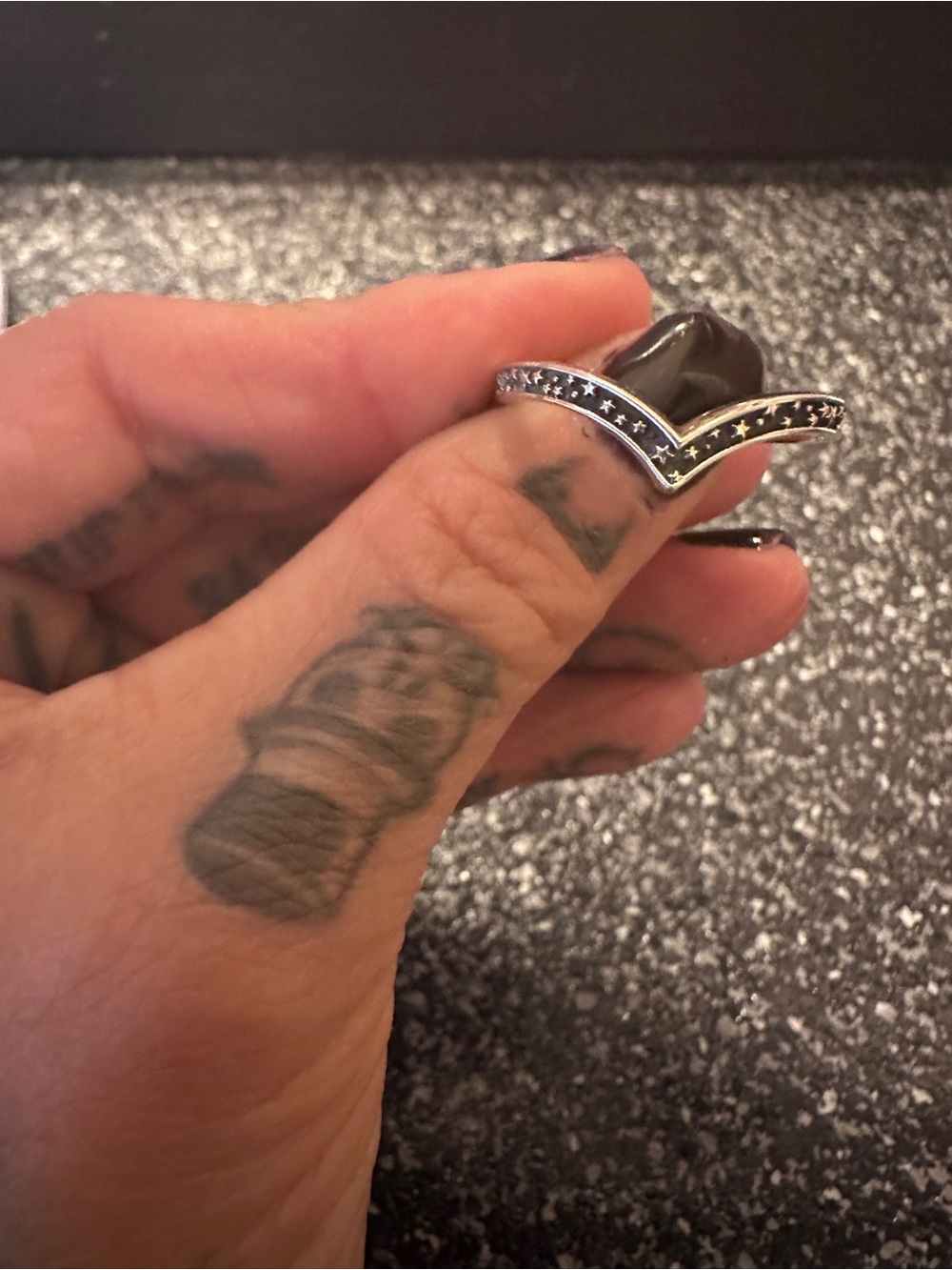 Silver Chevron Star Accent Ring - Silver